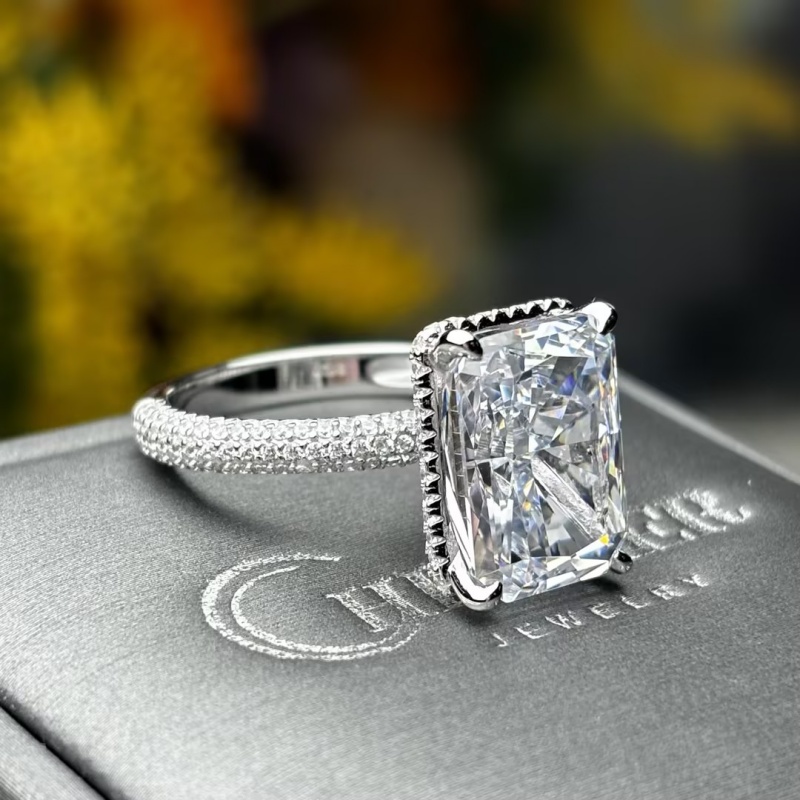 7ct Under Halo Radiant Cut Diamond Engagement Ring