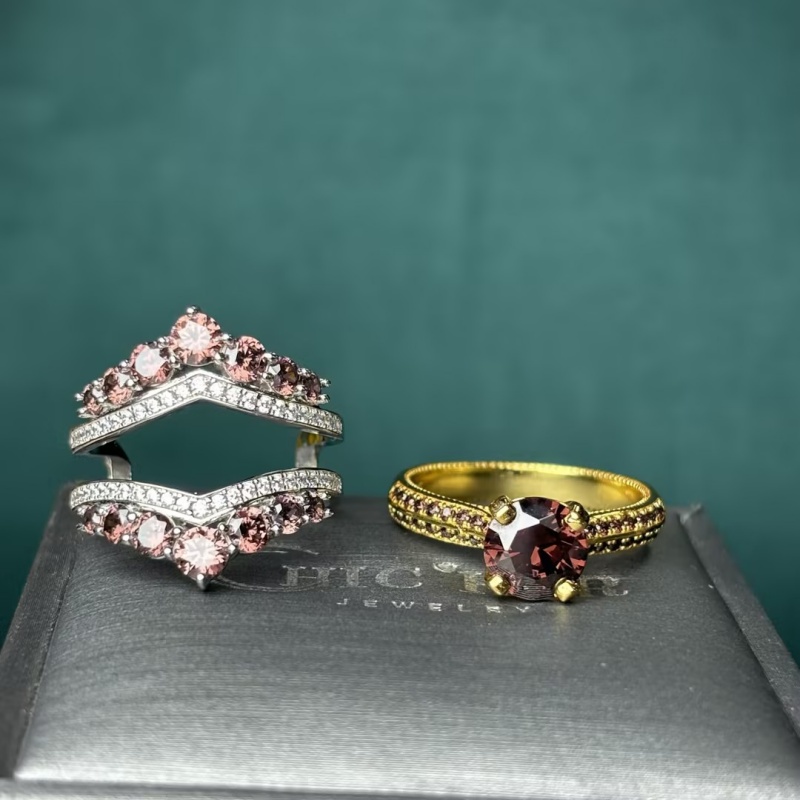 Dramatic Regal 3ct Round Cut Coffee Sapphire Wedding Sets/2 pcs