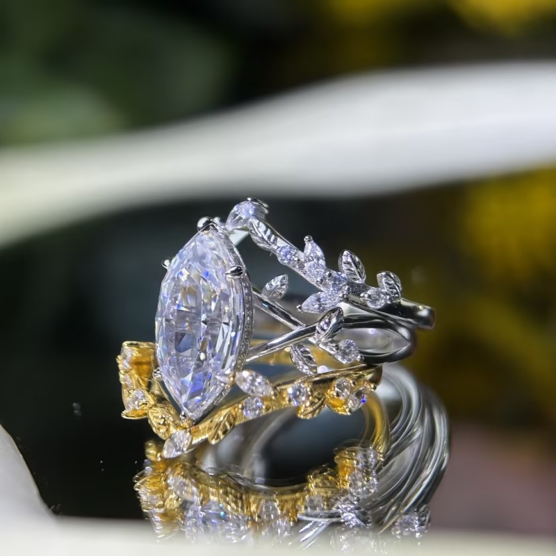 3ct Marquise Cut White Sapphire Vine Ring Set / 3-Piece