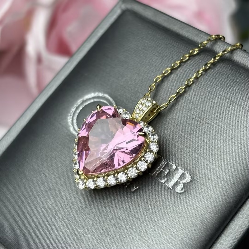 8ct Heart Cut Pink Sapphire Necklace