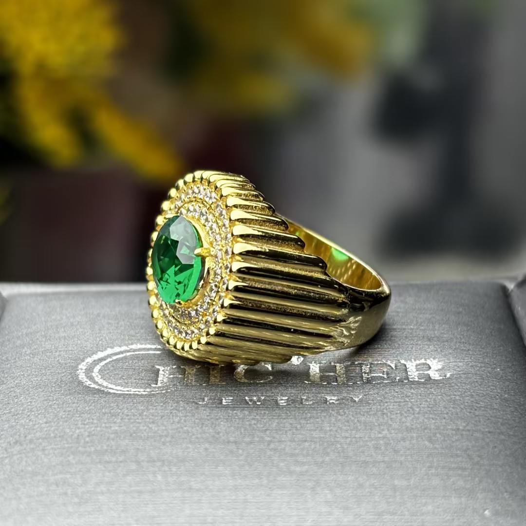 Original Design - 3ct Oval Cut Emerald Sapphire Engagement Ring