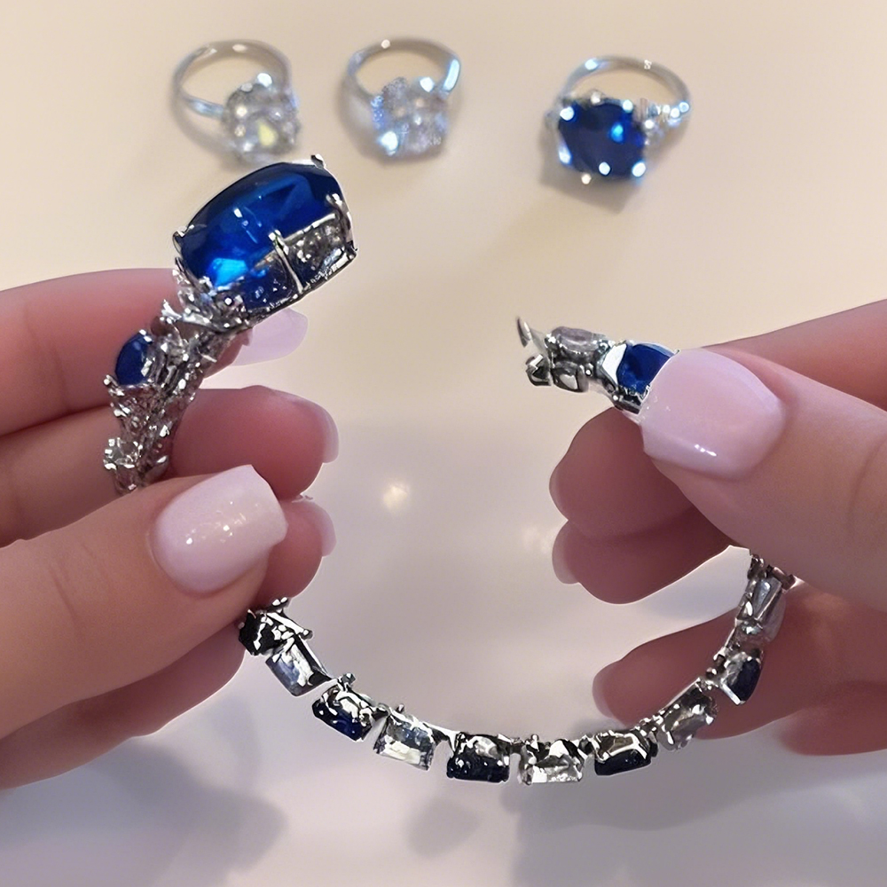 Cushion Cut Blue Sapphire Bracelet