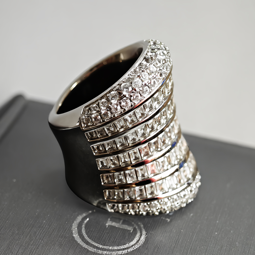 11.5ct Baguette&Round Cut Diamond Wide Band Ring
