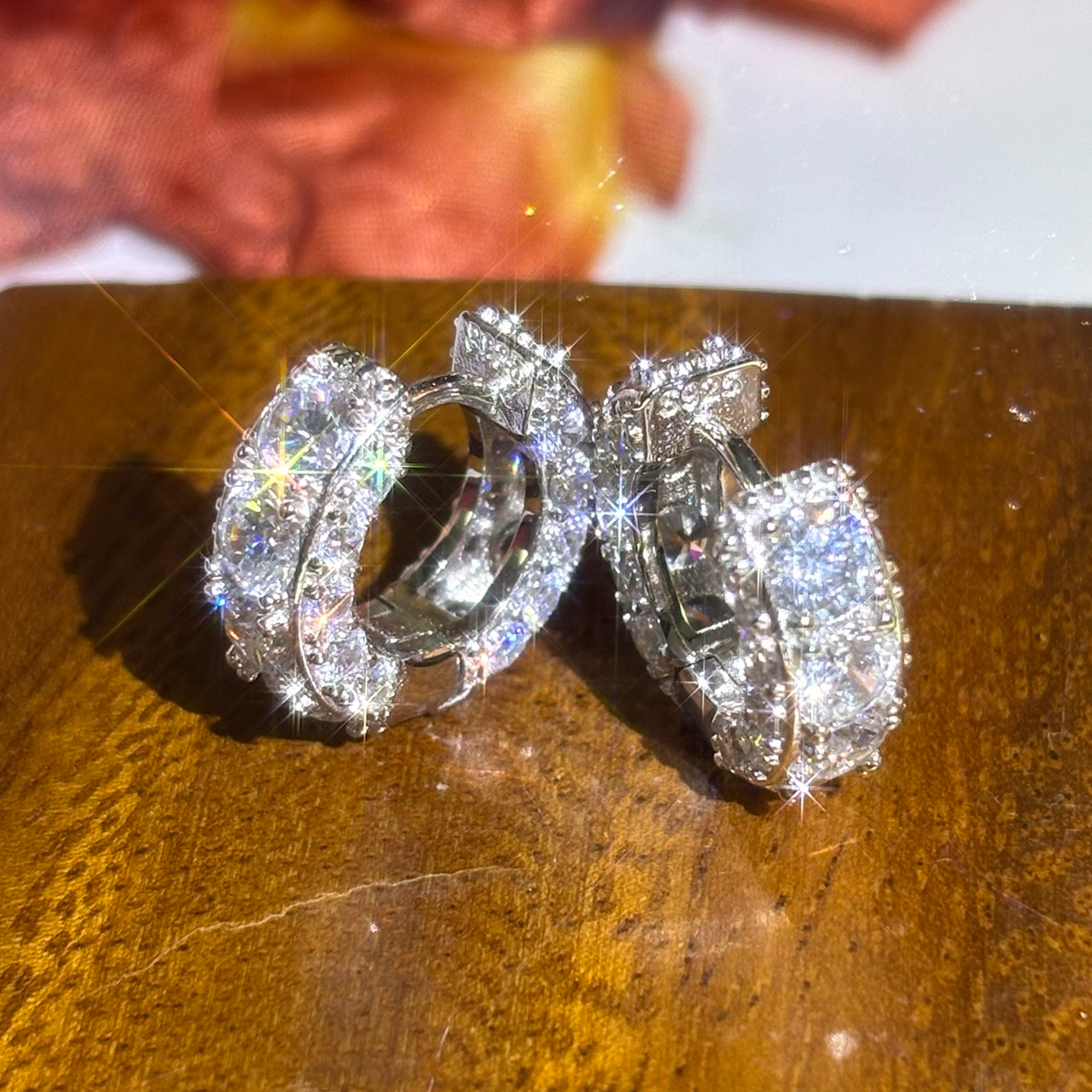 Fashion Round Cut White Sapphire Hoop Earrings