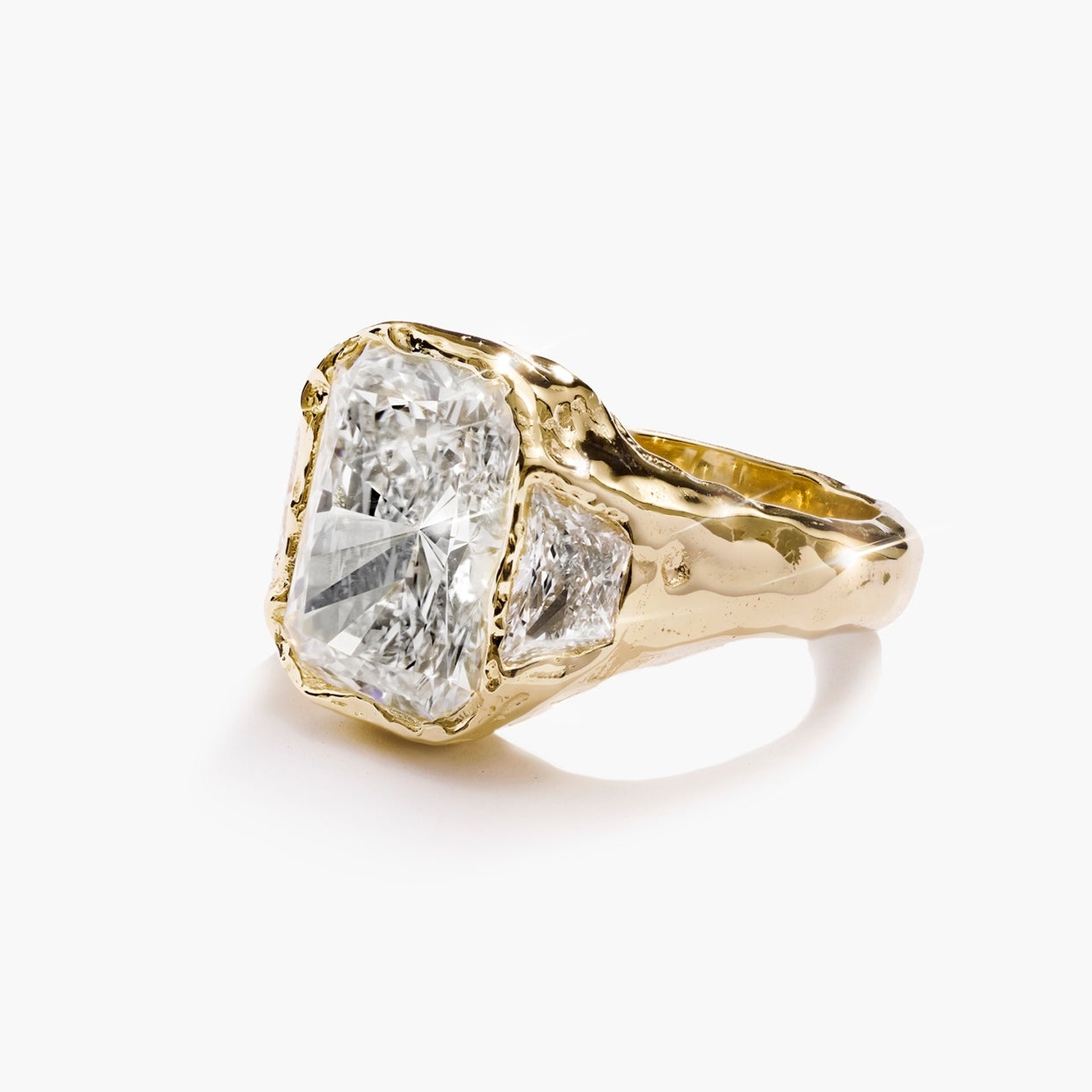 3ct Cushion Cut White Sapphire Three Stone Ring