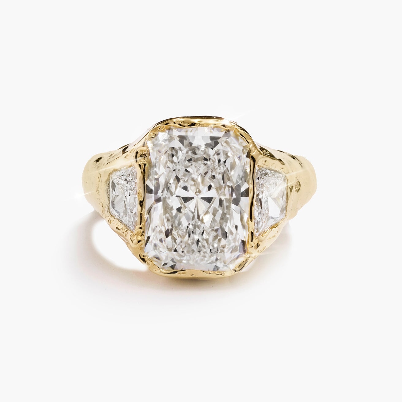 3ct Cushion Cut White Sapphire Three Stone Ring