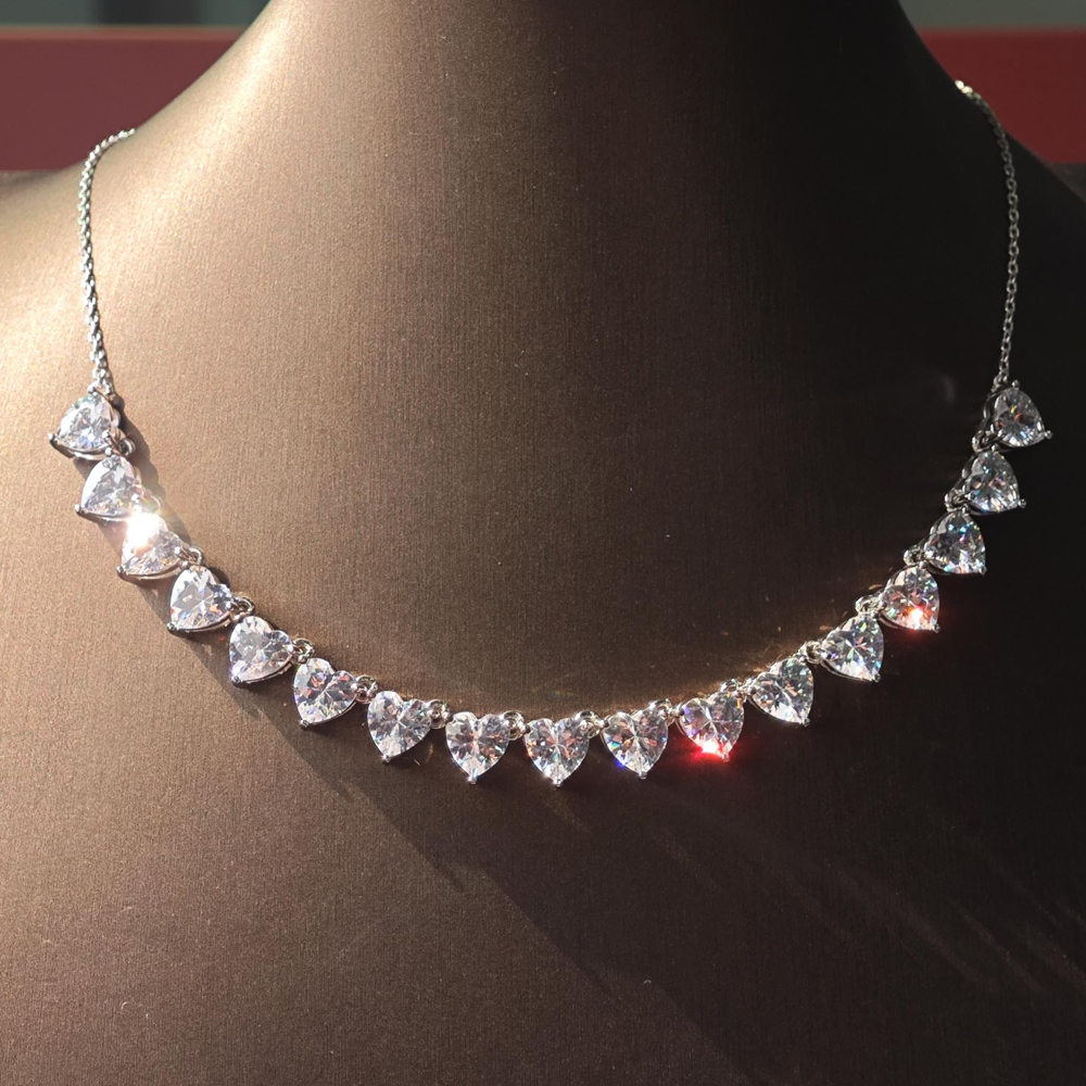 Classic Heart Cut White Sapphire Necklace
