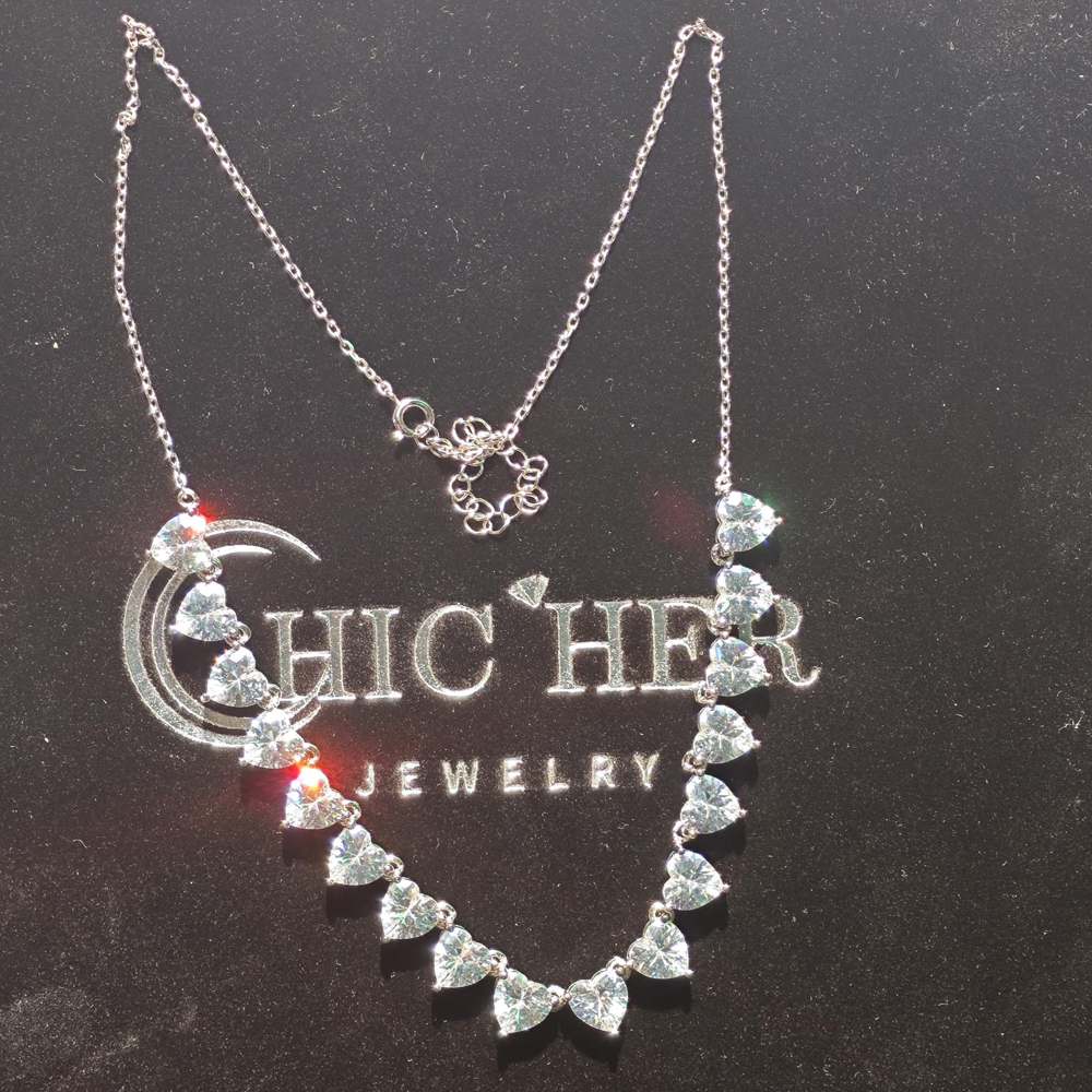 Classic Heart Cut White Sapphire Necklace