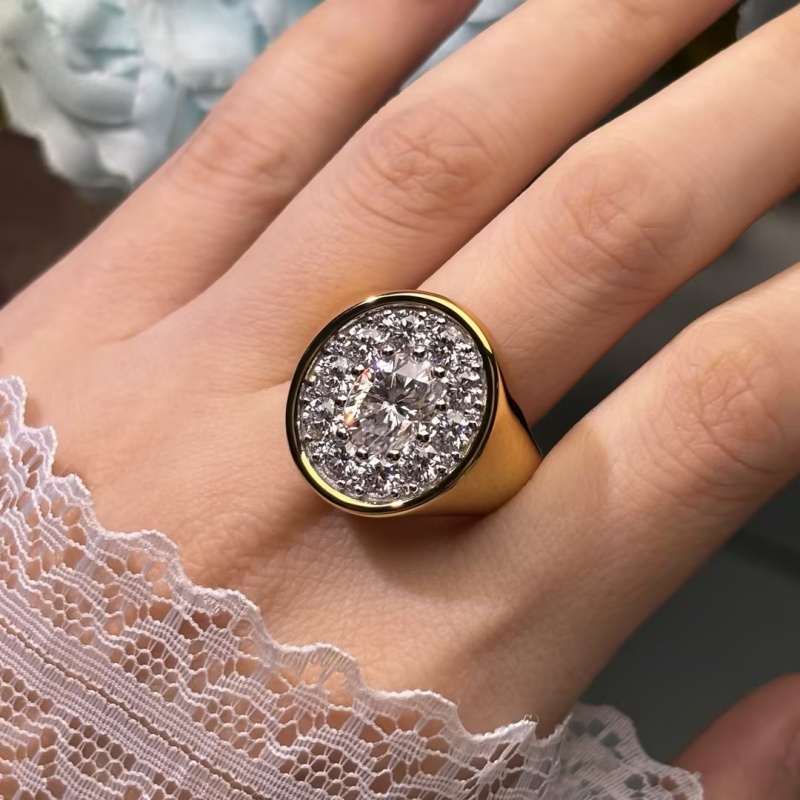 1.5ct Oval Cut White Moissanite Cocktail Ring