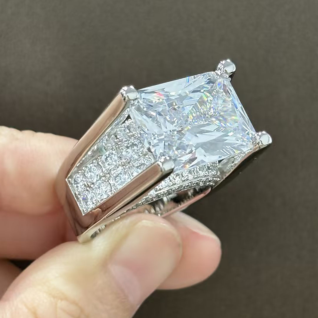 4ct East-west Design Radiant Cut White Sapphire Ring