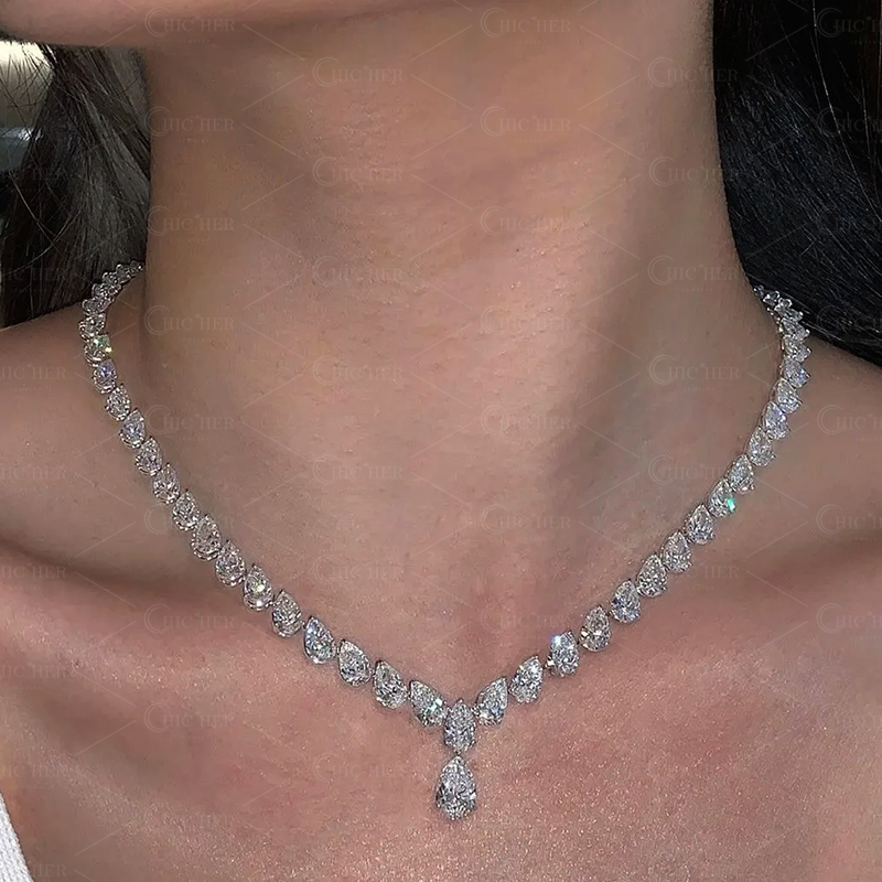 Pear Cut White Sapphire Necklace