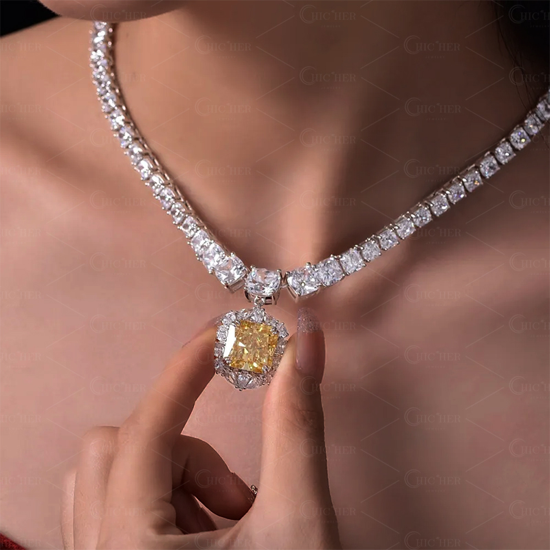 Luxury Radiant Cut Yellow Sapphire Necklace Choker