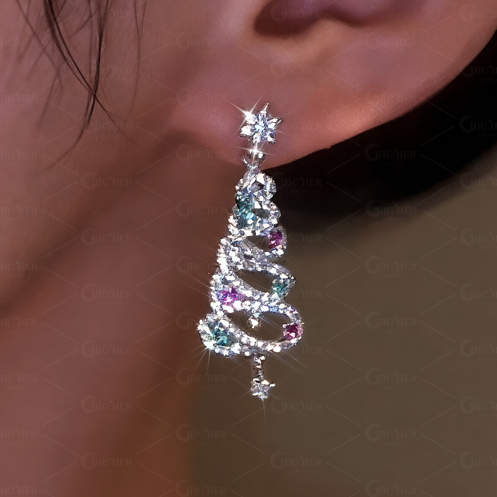 Colorful Christmas Tree Drop Earrings