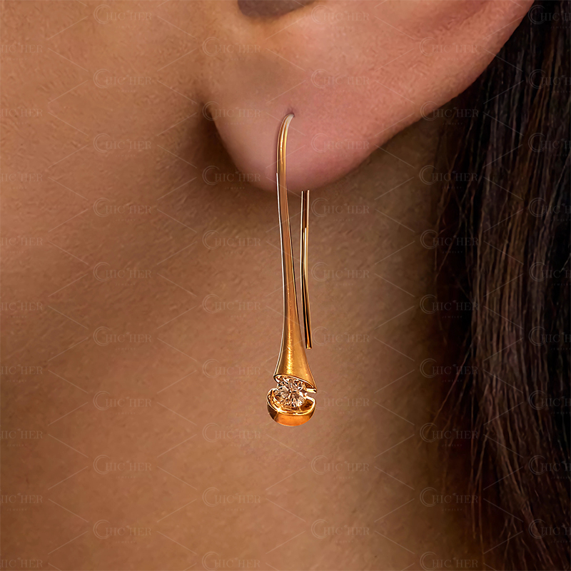 Round Cut White Sapphire Drop Earrings