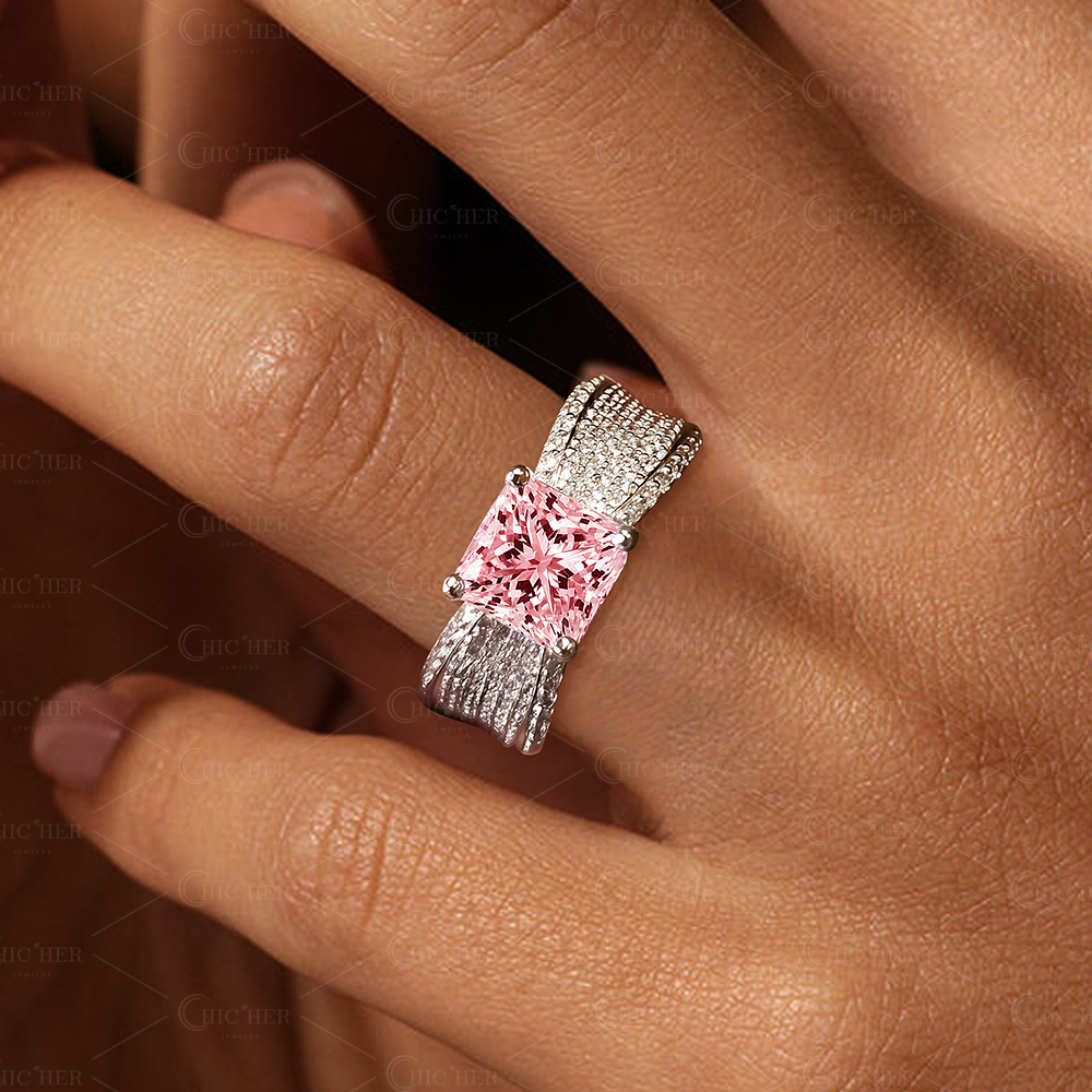 5ct Princess Cut Pink Sapphire Engagement Ring