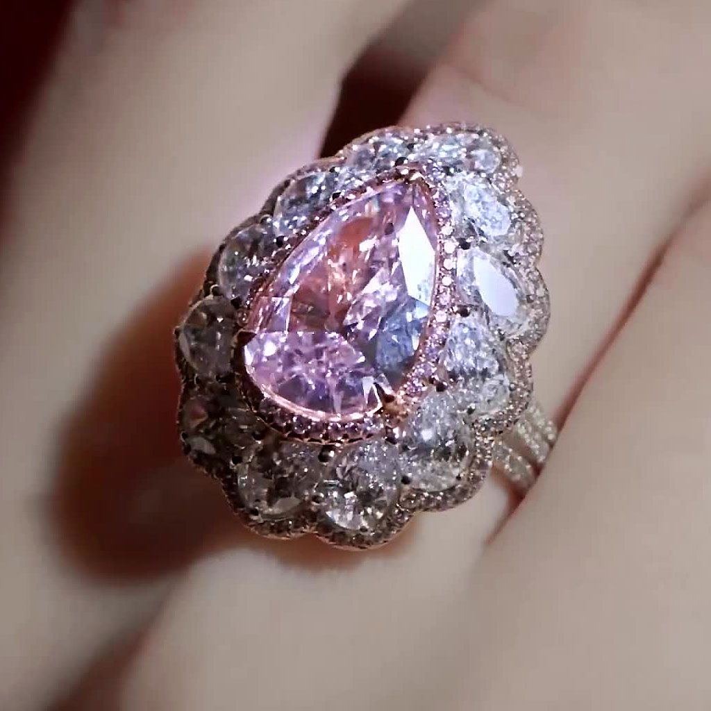 7ct Pear Cut Pink Sapphire Engagement Ring