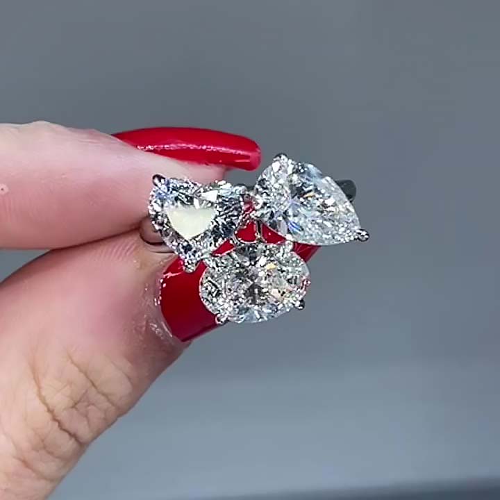 6.75ct Three-Stone Multi-cut White Sapphire Engagement Ring