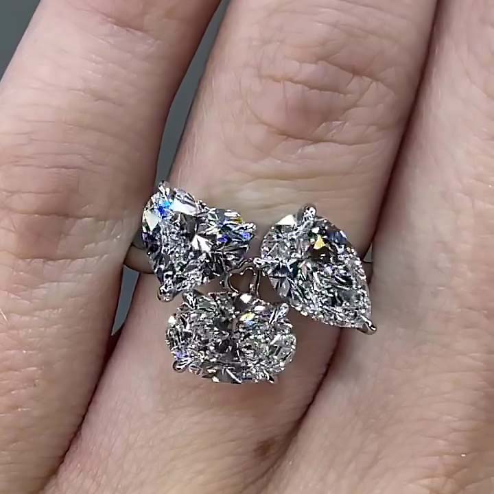 6.75ct Three-Stone Multi-cut White Sapphire Engagement Ring