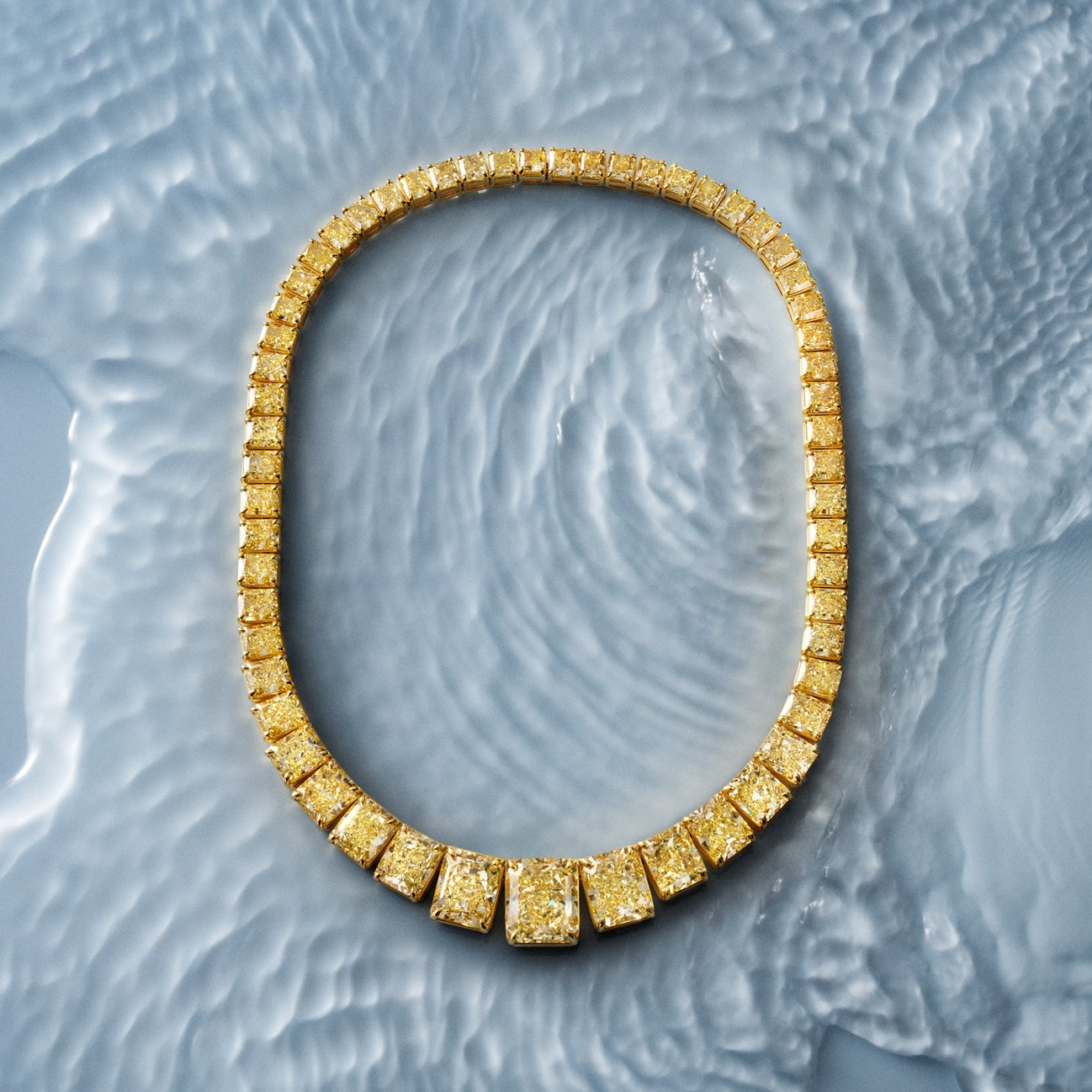 Radiant Cut Yellow Sapphire Choker Necklace