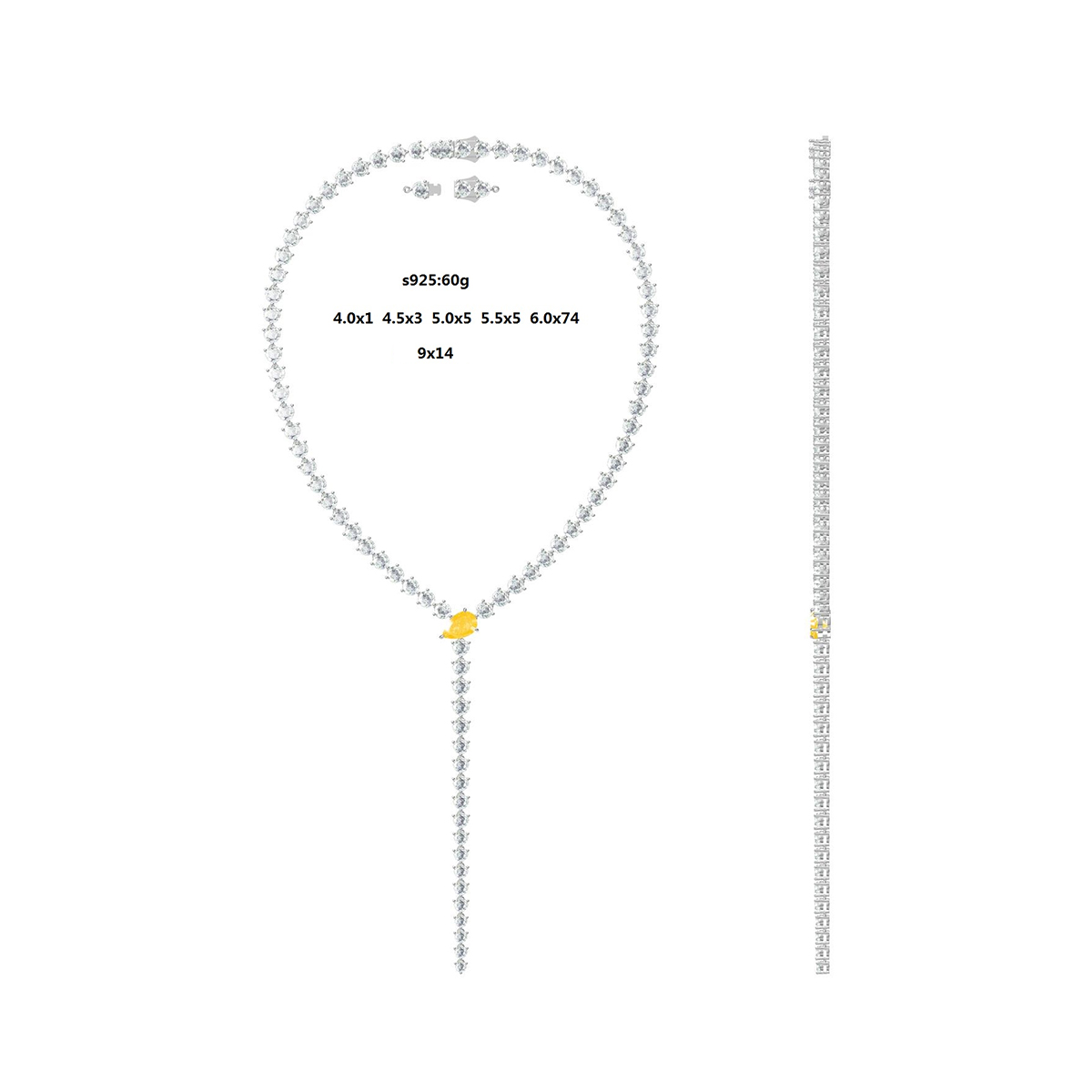 Fashion Round Cut Yellow&White Sapphire Statement Necklace