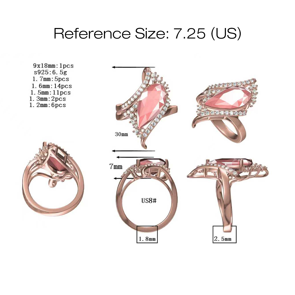 5ct Pear Cut Morganite Rose Gold Engagement Ring