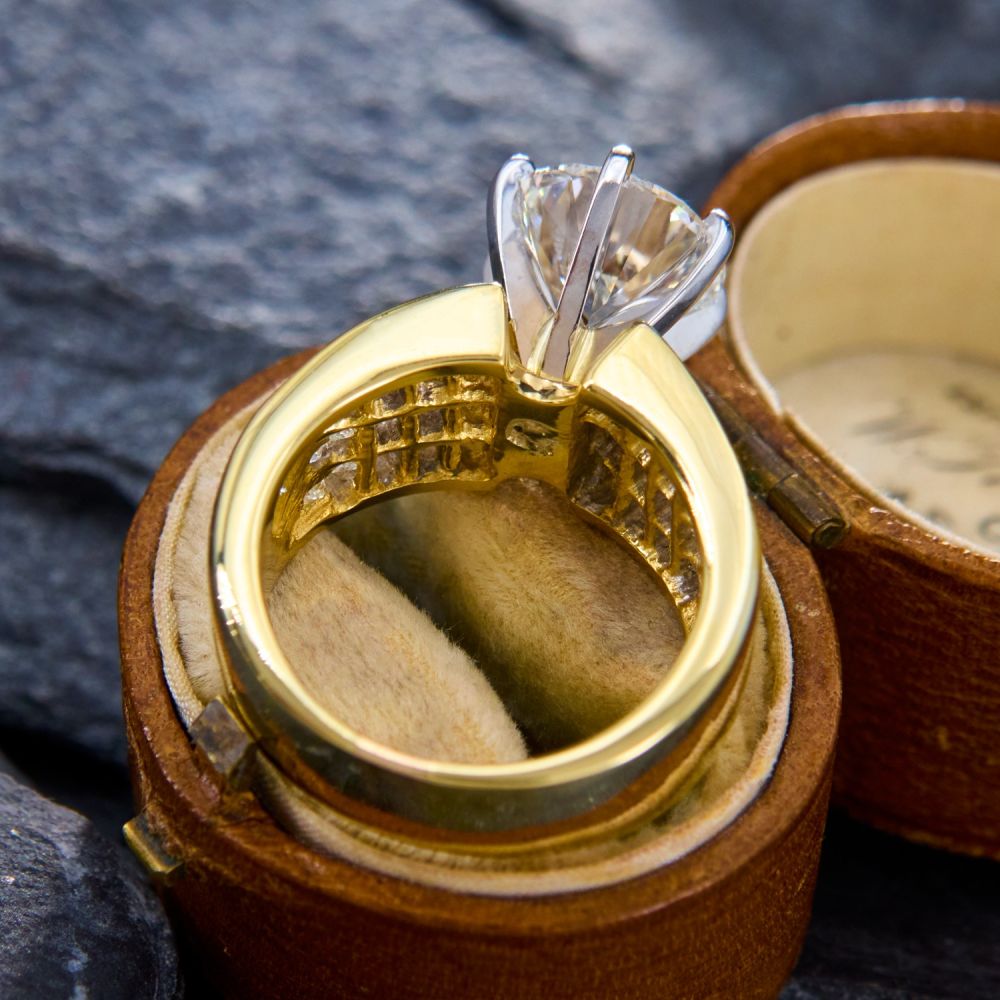 Invisible Setting 3ct Round Cut White Sapphire Engagement Ring