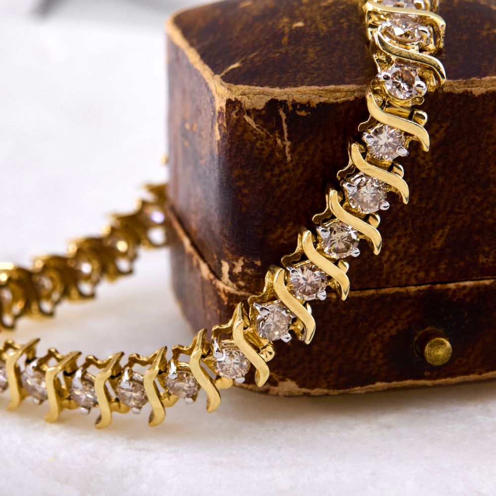 S Link Round Cut Diamond Bracelet