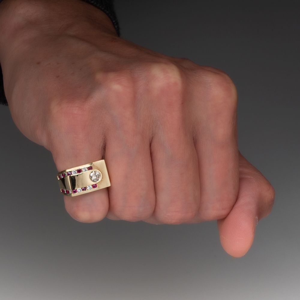 Art Deco 0.5ct Round Cut White Sapphire Men's Wedding Band