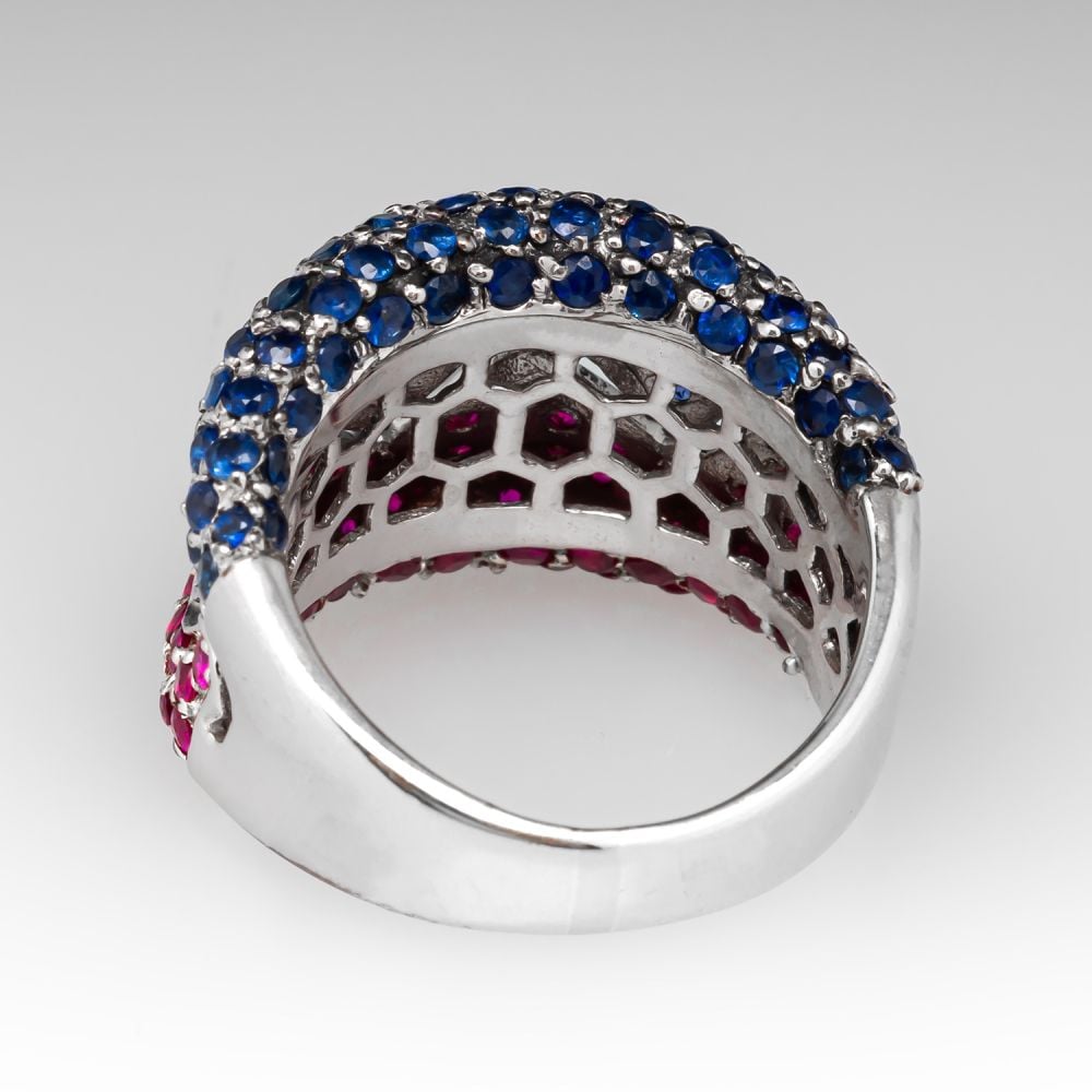 Two Tone 4.2ct Ruby&Sapphire Wedding Band