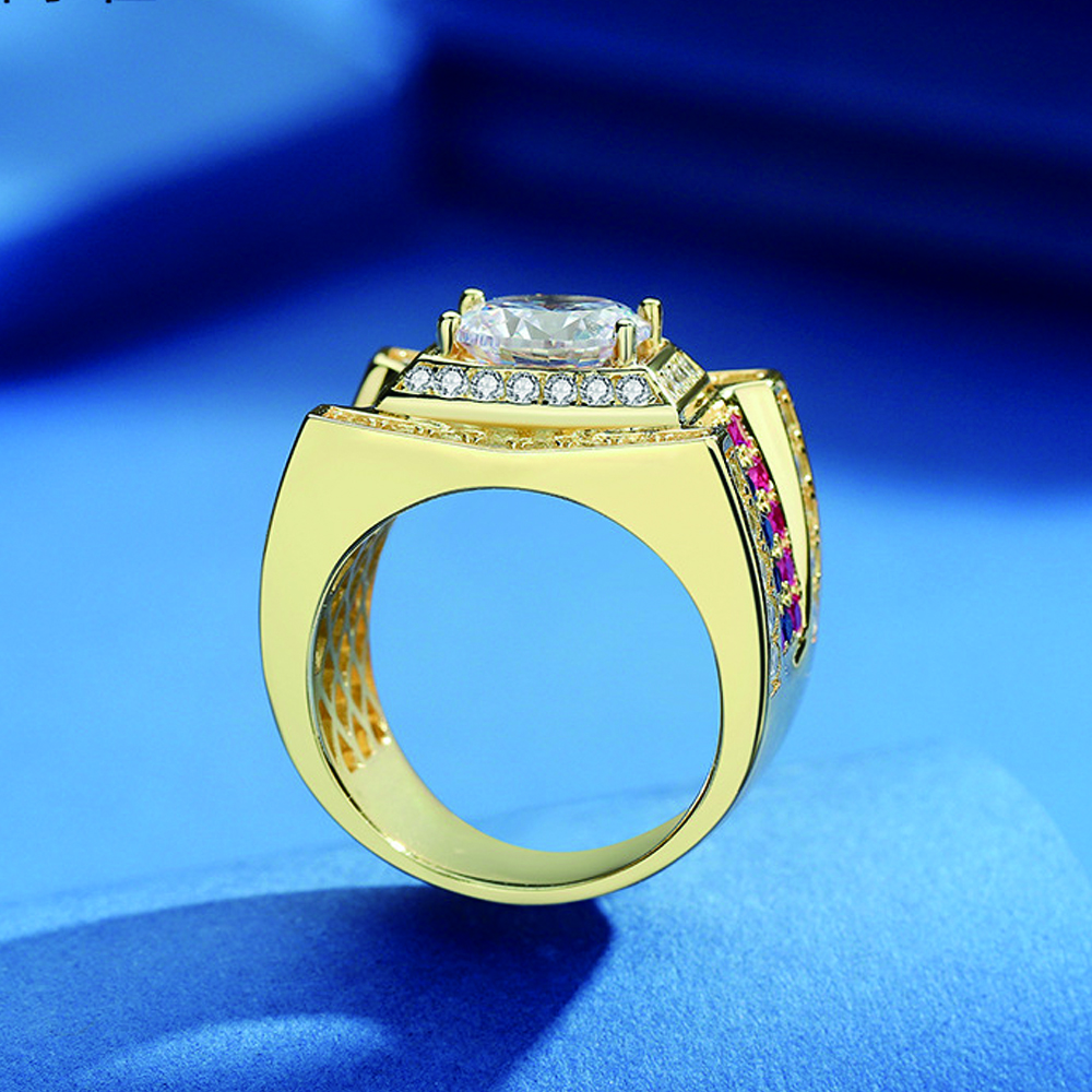 3ct Round Cut White Sapphire  Men's Engagement Ring