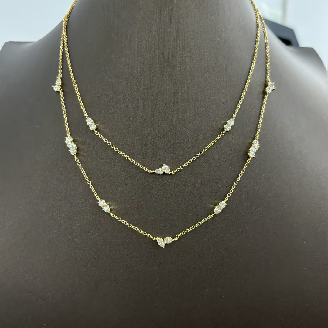 Double Layer White Sapphire Necklace
