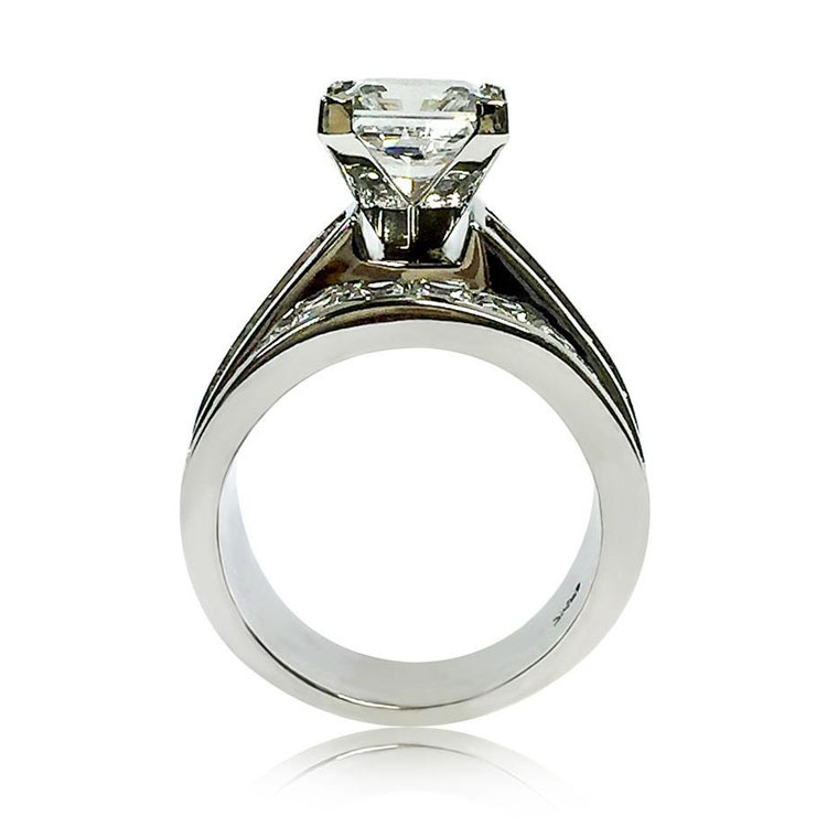 3ct Princess Cut Channel Settind Two-stone Engagement Ring