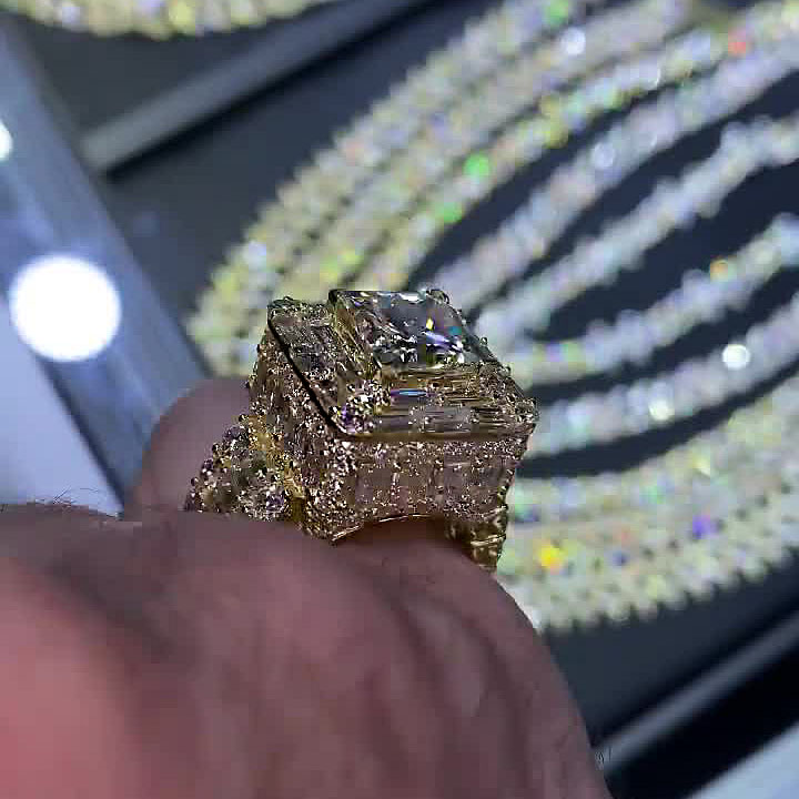 4ct Princess Cut White Sapphire Men's Engagement Ring