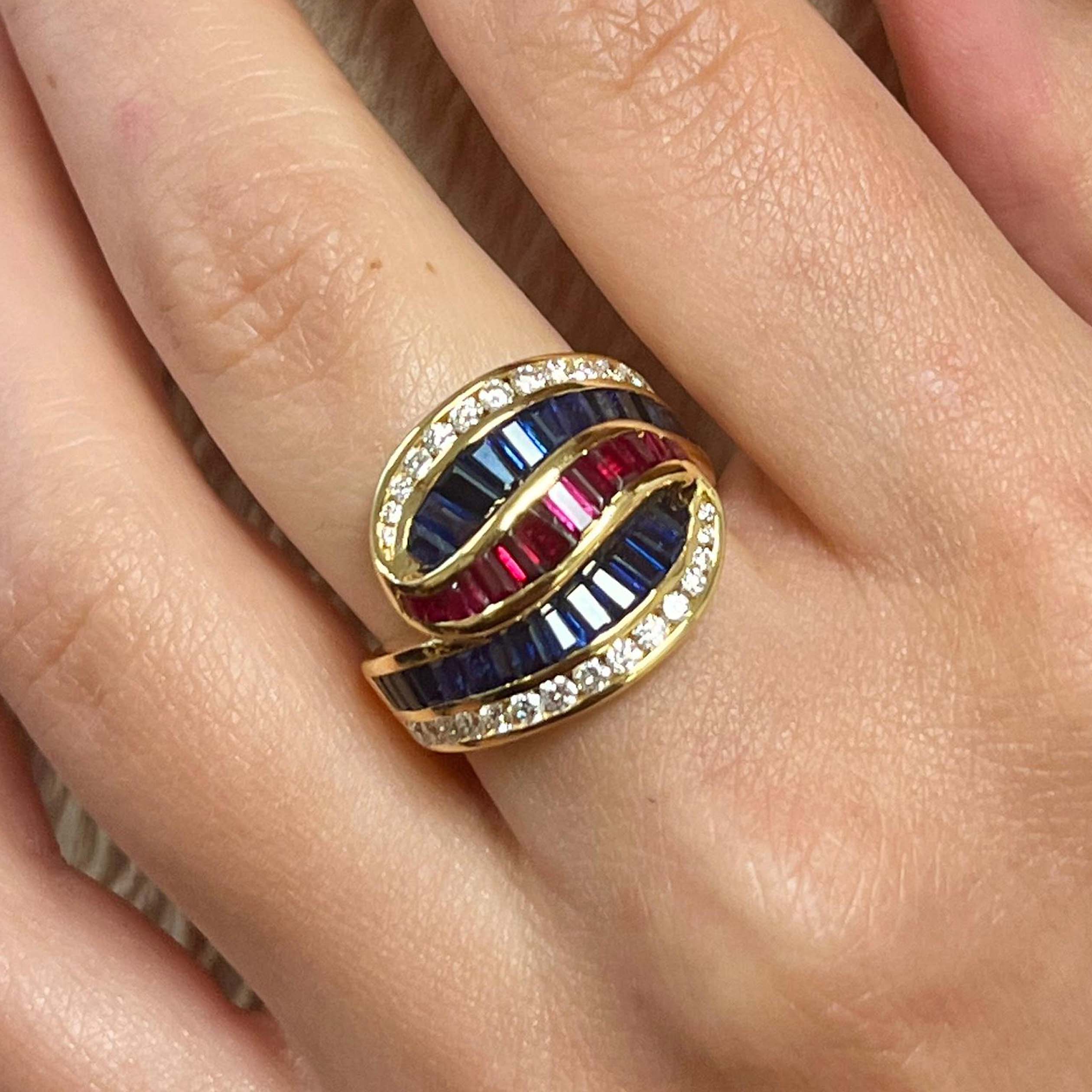 3ct Baguette&Round Cut Multi-color Cluster Cocktail Ring