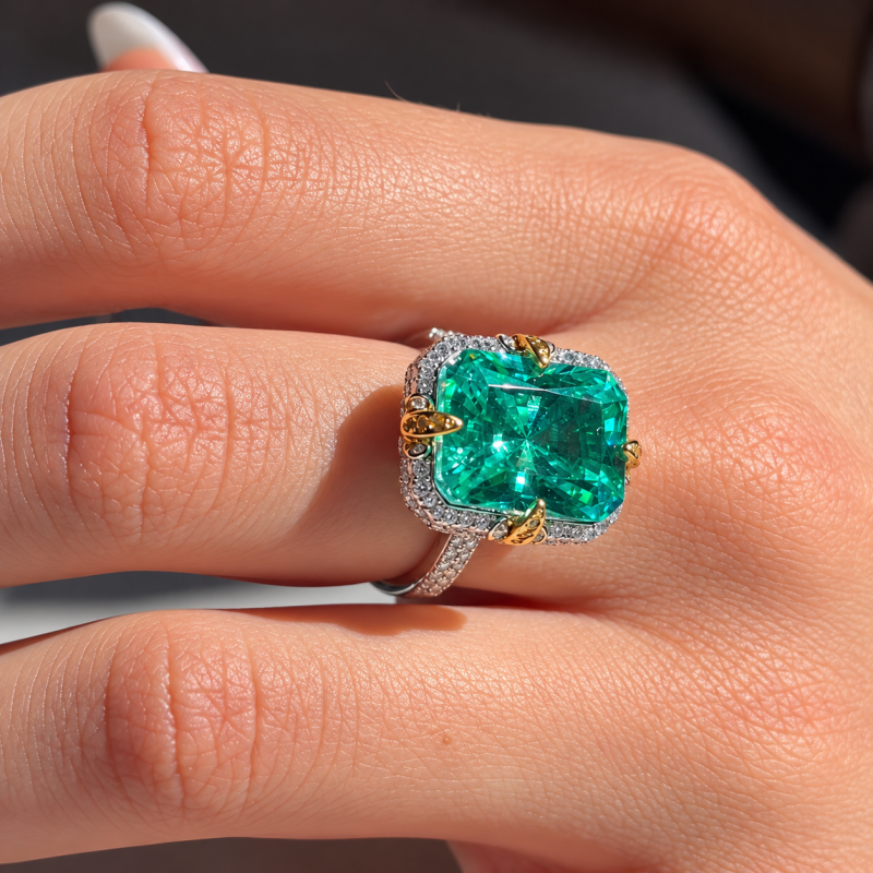 3.25ct Radiant Cut Paraiba Sapphire Halo Cocktail Ring