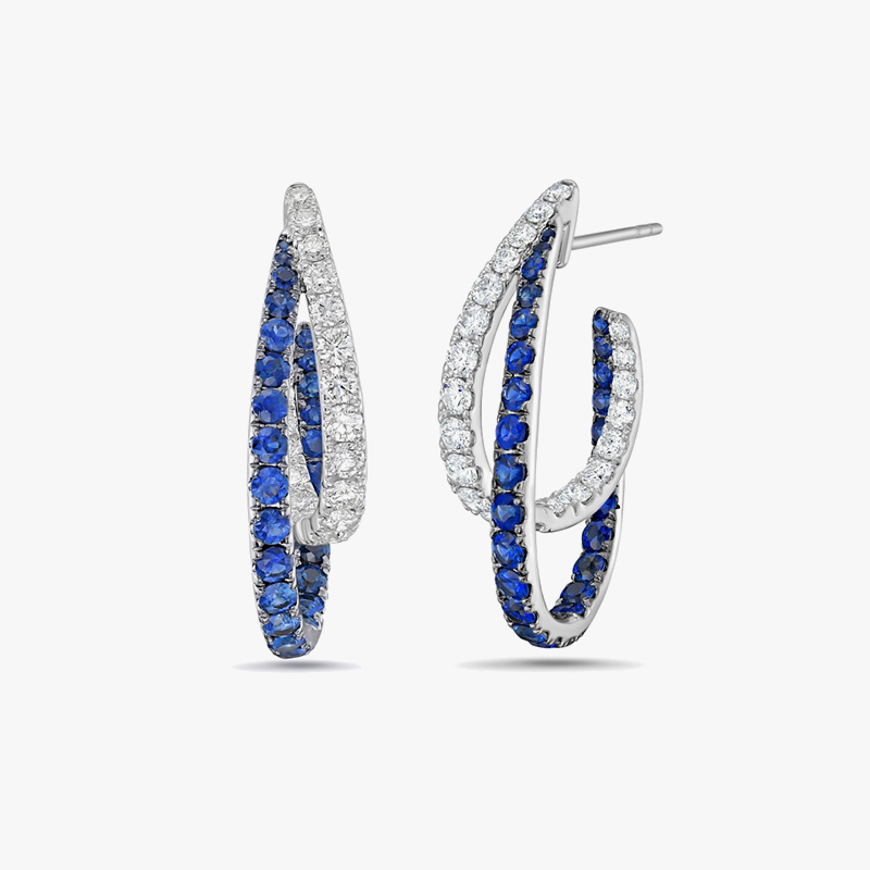 Fashion Round Cut Two-Tone Interwoven Double Hoop Earrings - 1 Pair (6 Color Options)