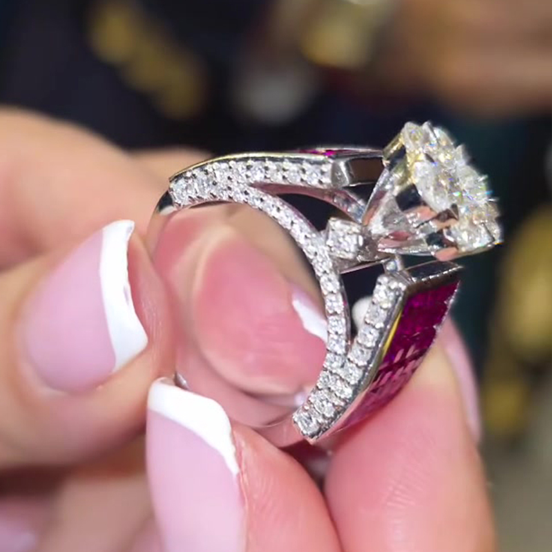 0.75ct Round Cut White Sapphire Engagement Ring