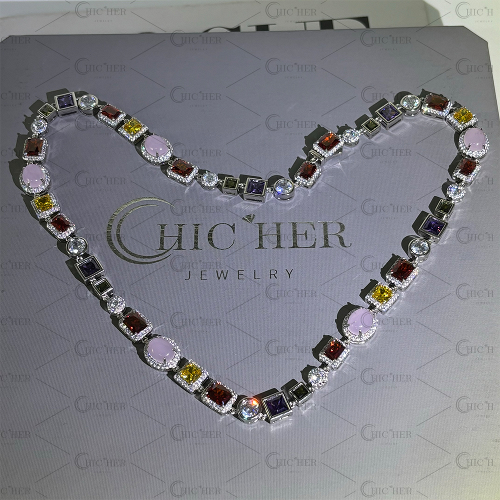 Mulit-Cut Opal&Rainbow Sapphire Men Necklace