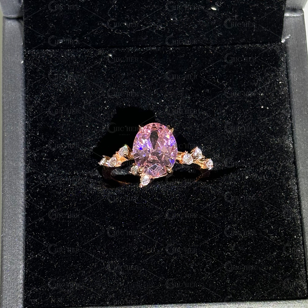 3ct Oval Cut Pink Sapphire Engagement Ring