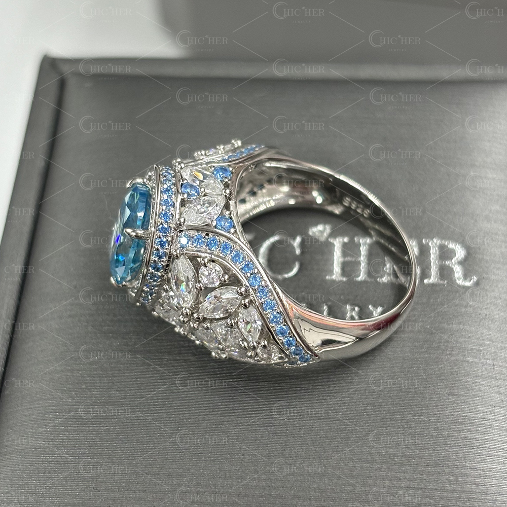 4ct Oval Cut Aquamarine Sapphire Engagement Ring