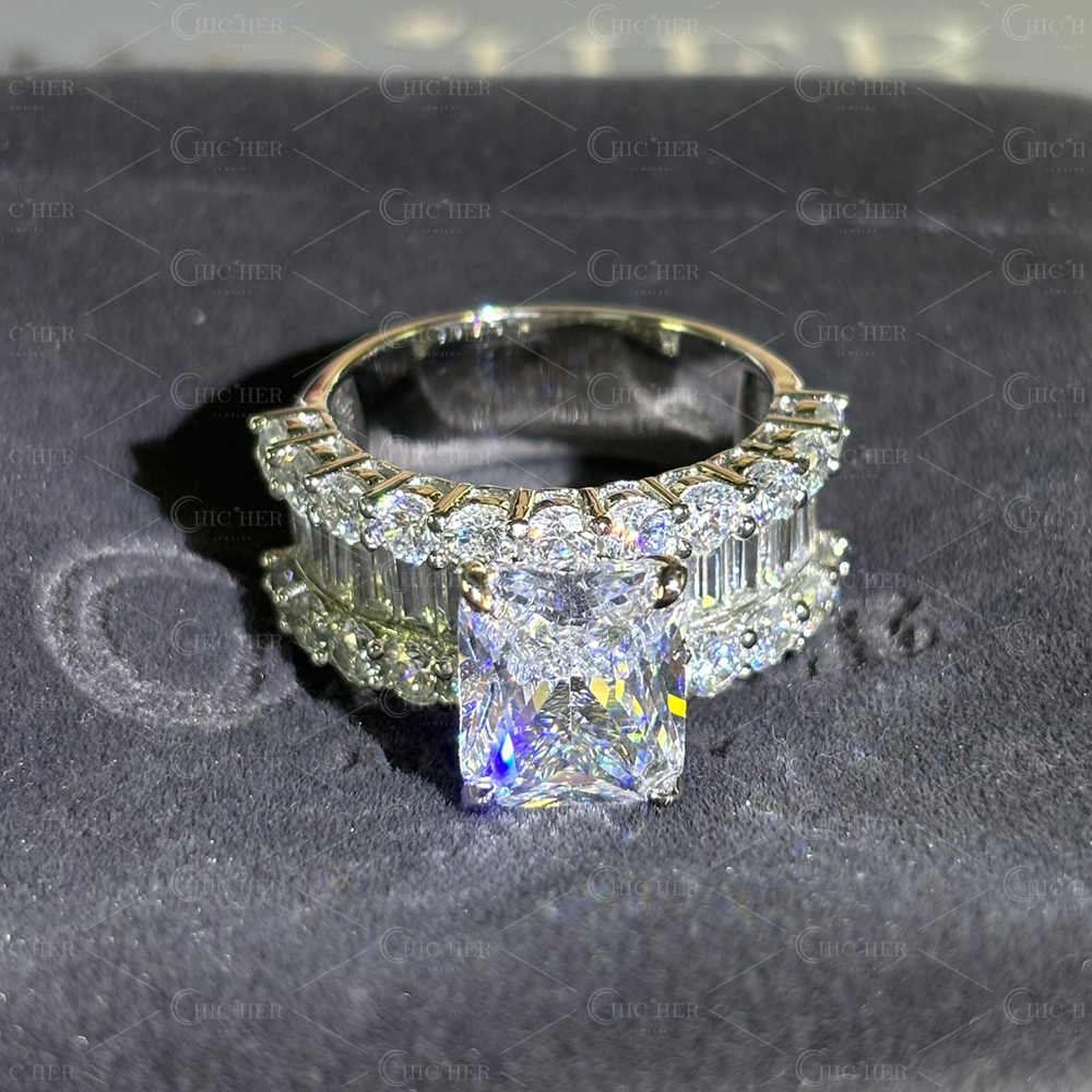 5.5ct Radiant Cut White Sapphire Engagement Ring