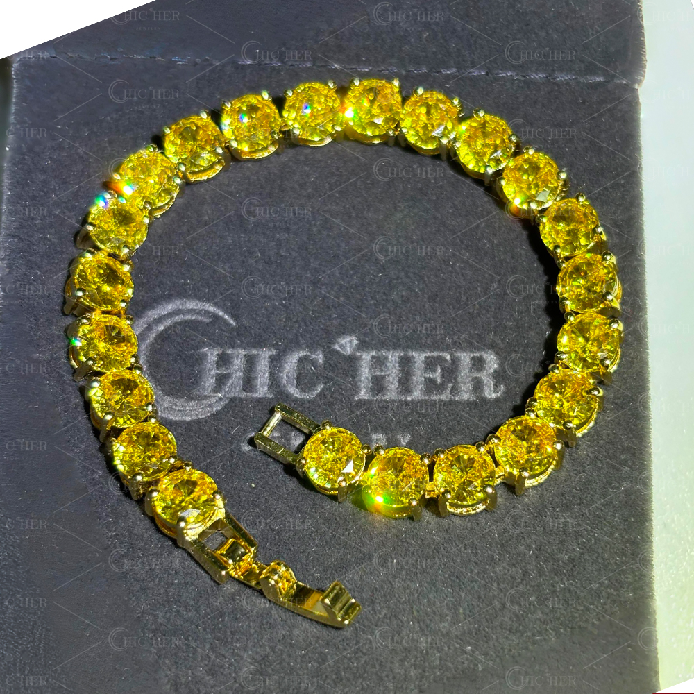 Round Cut Yellow Sapphire Tennis Bracelet