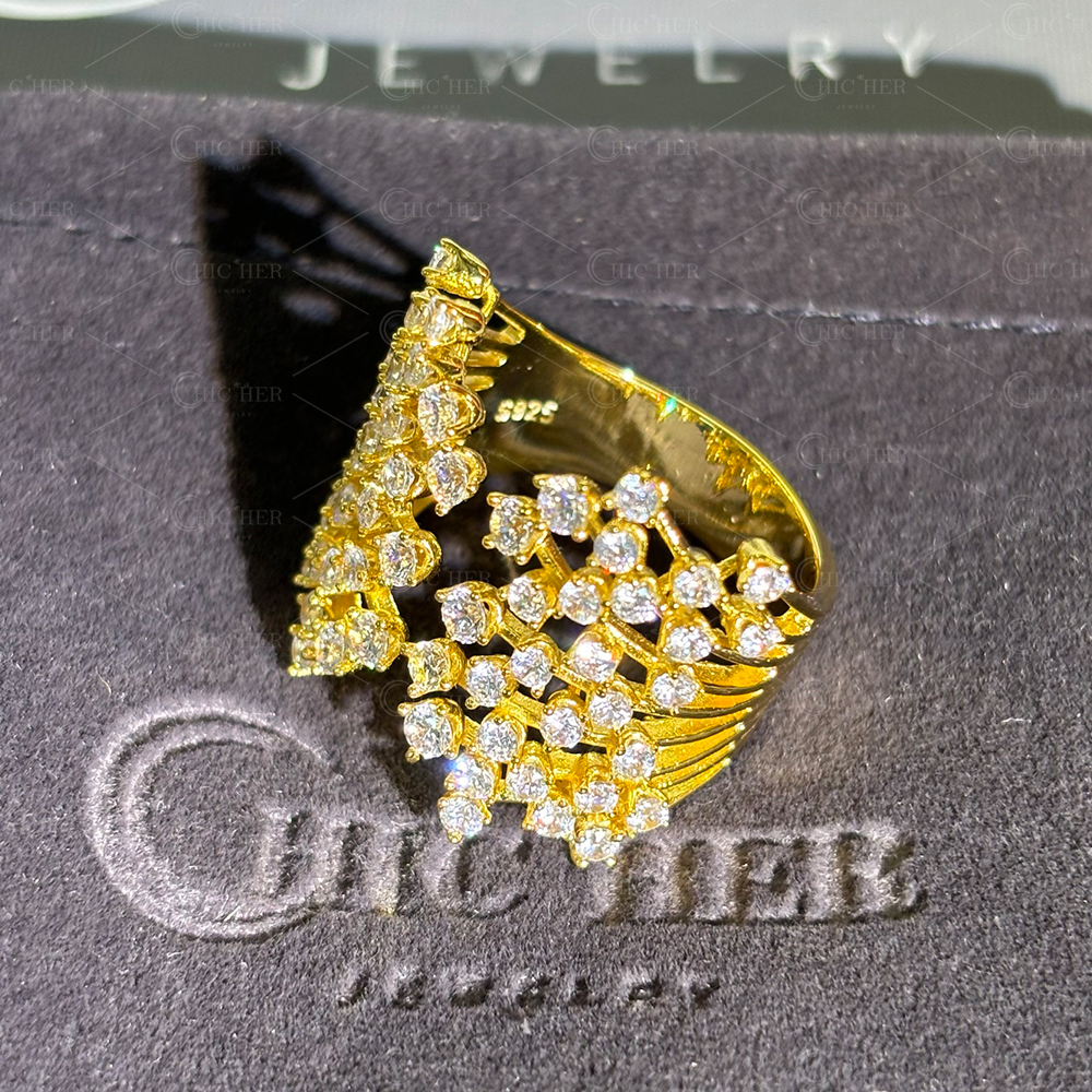 Branch Design 2.9ct Round Cut White Sapphire Open Band