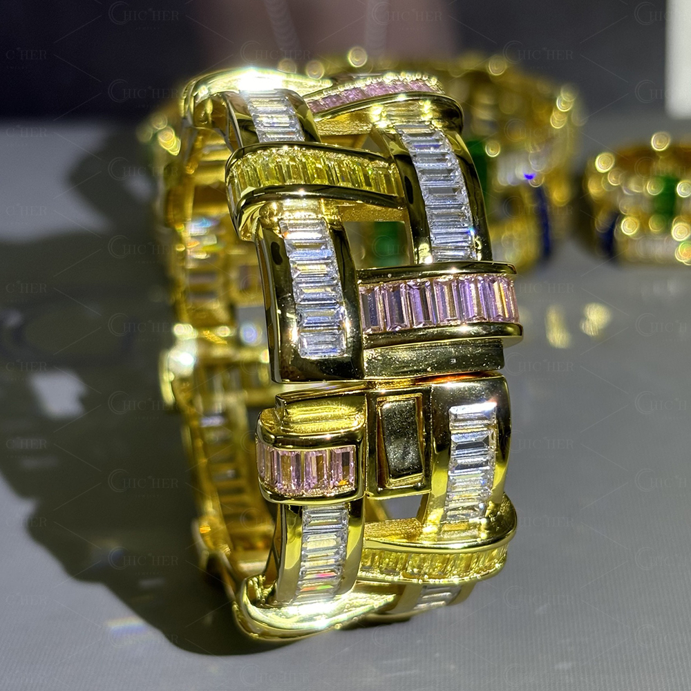 Emerald Cut Multi-color Three-tone Gemstone Bracelet