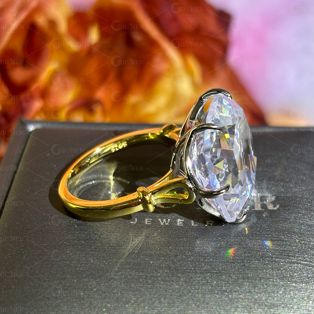 5ct Vintage Design Old Mine Cut White Sapphire Engagement Ring