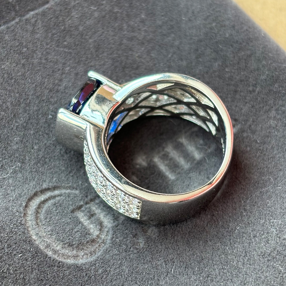 4ct Bypass Design Blue Sapphire Men's Engagement Ring