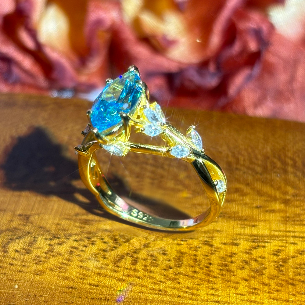 5ct Marqiuse Cut Aquamarine Sapphire Engagement Ring