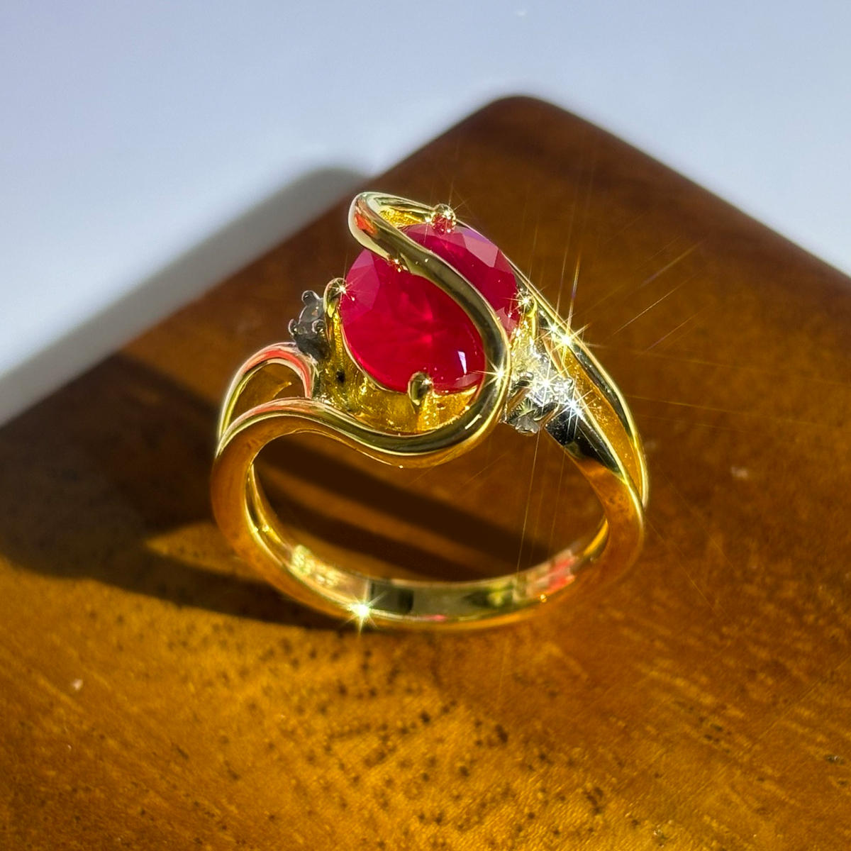 2ct Oval Cut Ruby Sapphire Engagement Ring