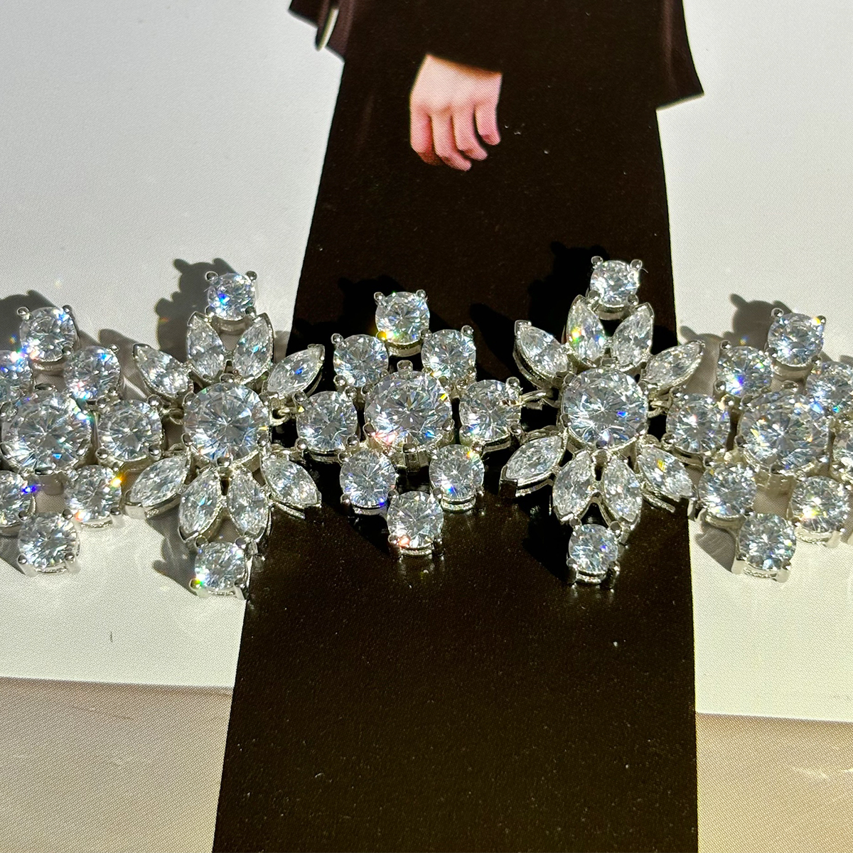 Art Deco Round&Marquise Cut White Sapphire Bracelet