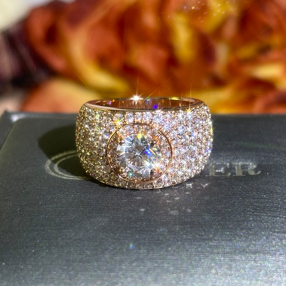 2ct Round Cut White Sapphire Full Diamond Halo Engagement Ring